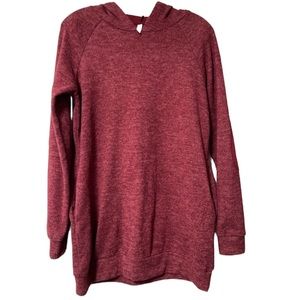 Acting Pro  Women's Maroon Elbow Patch Pullover Hoodie Size Small